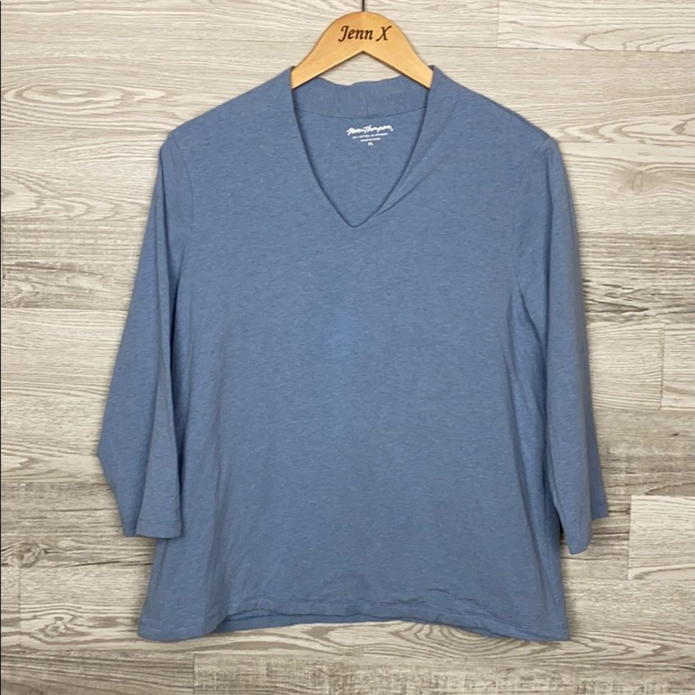 Norm Thompson VTG Blue Midsleeve Blouse